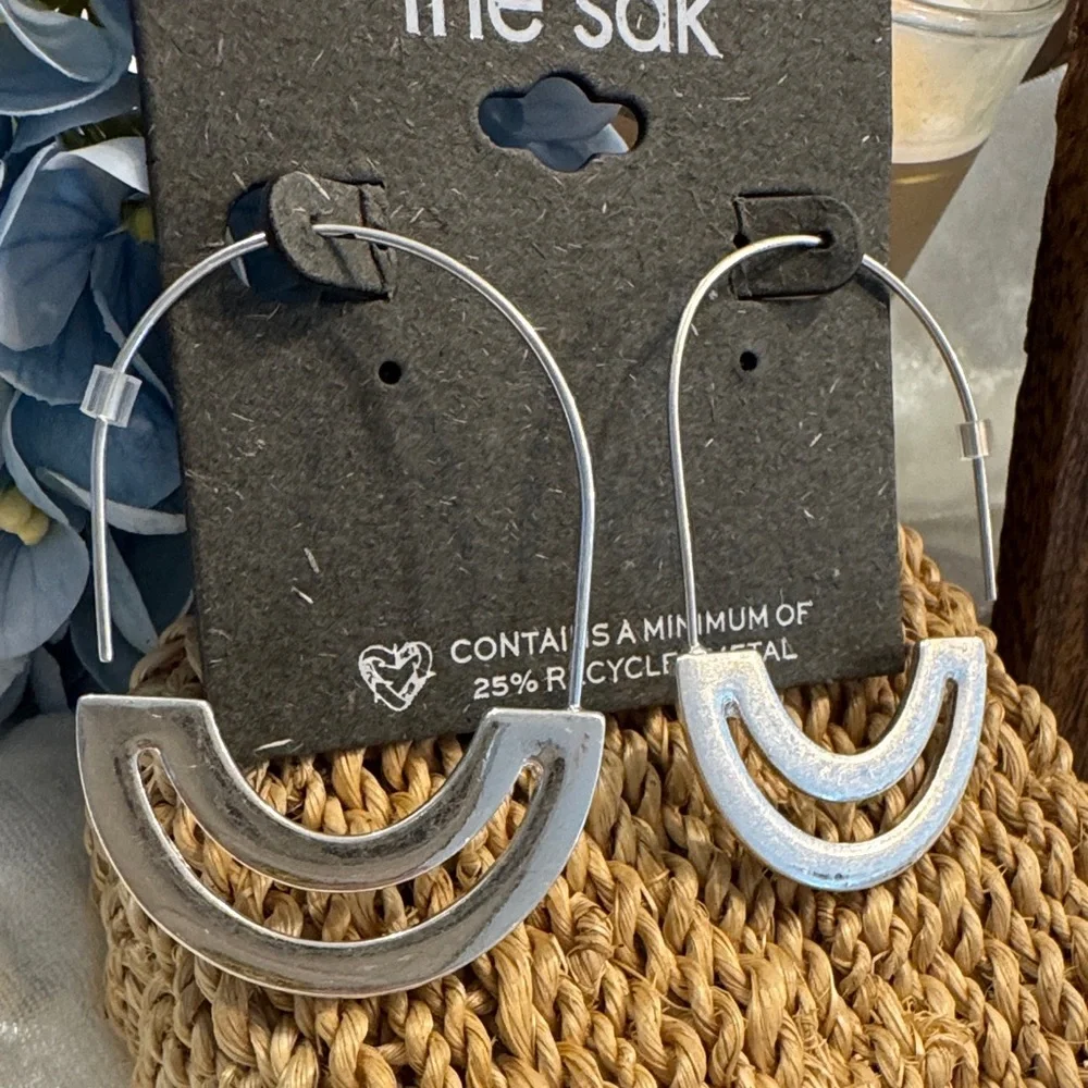 The Sak Silver Crescent Hoop Earrings - Picture 2 of 2